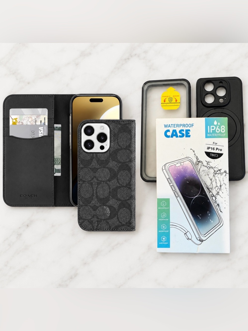COACH Black Folio and Case Bundle iPhone 16 pro